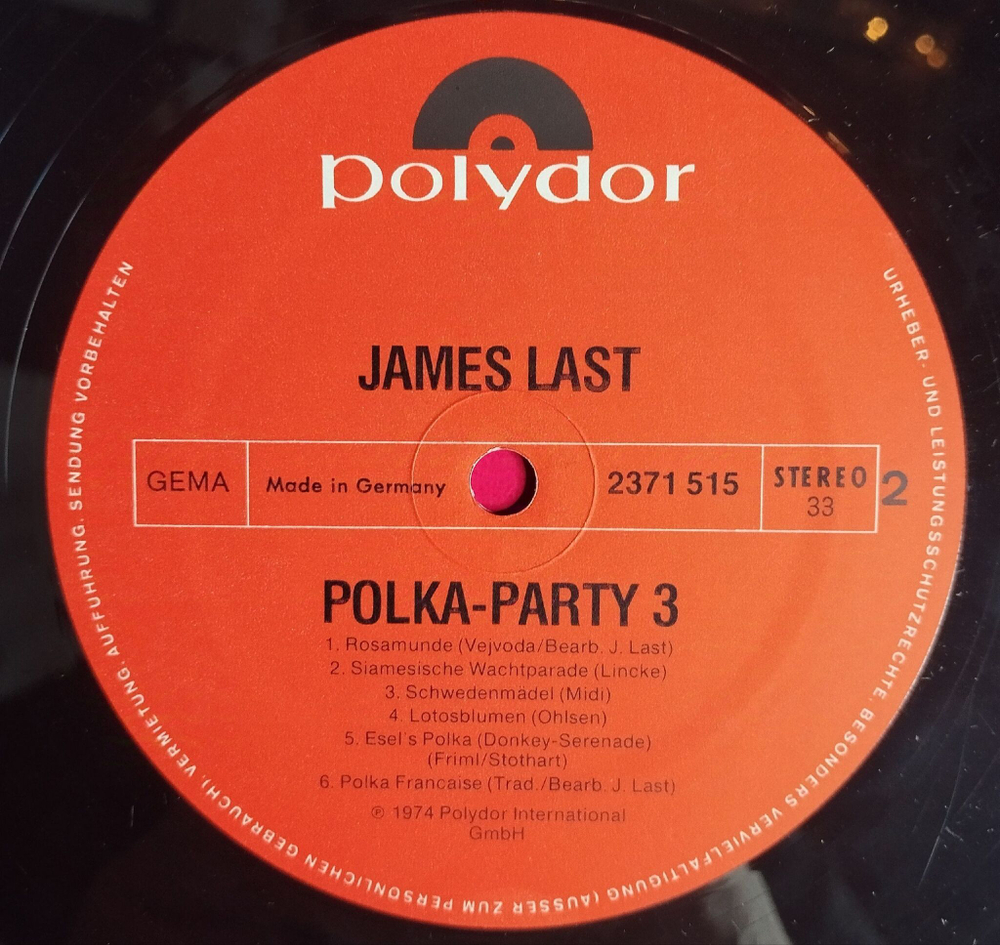 Винтажная виниловая пластинка LP James Last Polka Party 3 (Germany 1974) Happy Cowboy