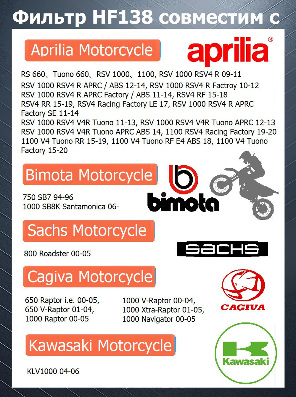 Фильтр масляный HF138 Yamaha, Aprilia, Suzuki ATV, Arctic Cat, Kymco ATV, Mazda, Cher