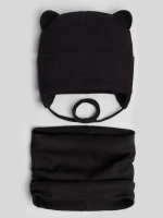 Шапка детская осенняя на завязках и снуд