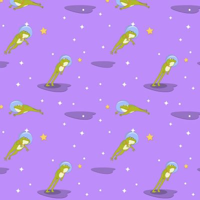 Паттерн Лягушкив космосе на фиолетовом фоне