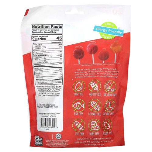 YumEarth, Леденцы органического происхождения, ассорти ароматов, 20 порций, 119,1 г (4,2 унции)