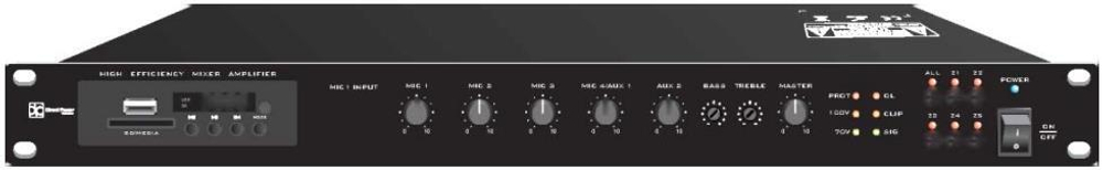 Direct Power Technology PA-Z120BR Микшер/усилитель, 5 зон селектор, 120W (70V/100V), MP3/TUNER, Bluetooth