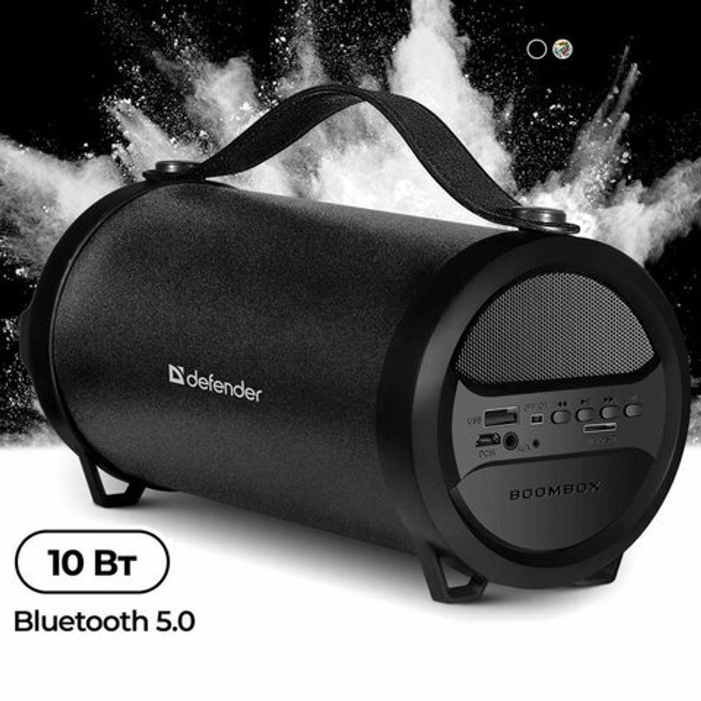 Колонка портативная DEFENDER G24, 1.0, 10 Вт, Bluetooth, FM-тюнер, microSD, чёрная, 65124