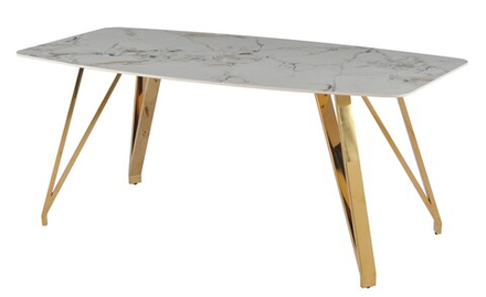 Стол обеденный Ist Casa Соар-2, 180х90х76 см, серо-золотая керамика, золото