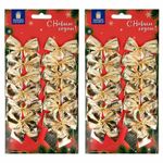 Украшение ёлочное "Бантики", КОМПЛЕКТ 24 шт., 5х5 см, золотистые, ЗОЛОТАЯ СКАЗКА, 592154