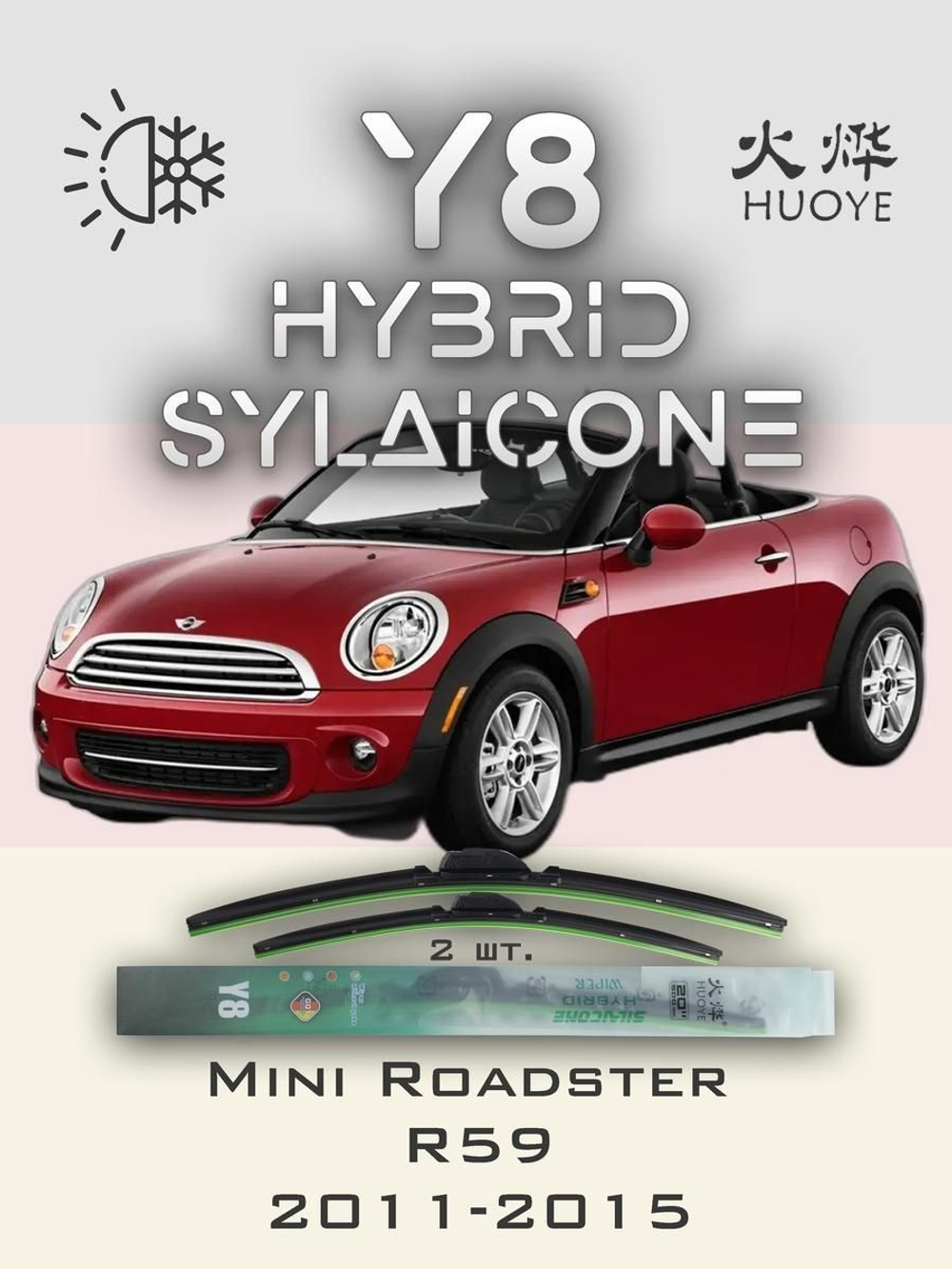 Щетки стеклоочистителя HUOYE Y8 500/525 мм на Mini Roadster | Pinch tab