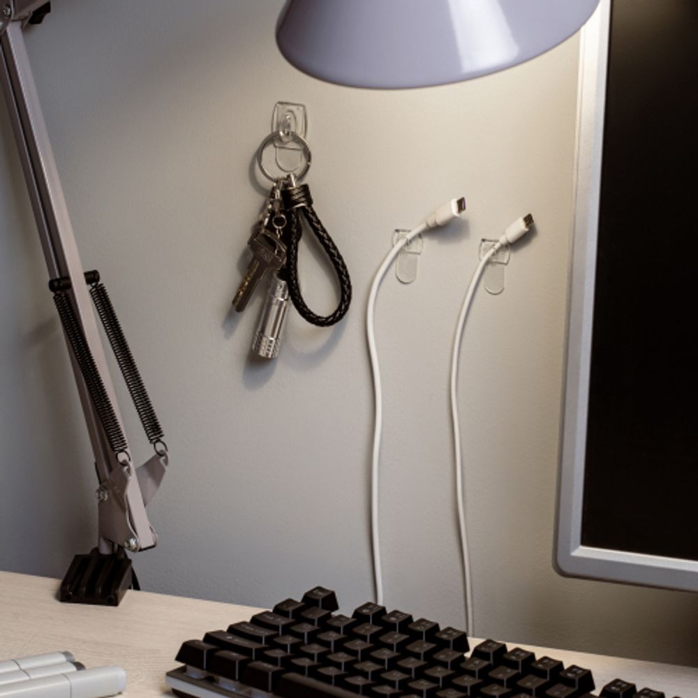 Крючки СИЛА SCH-K20-T6 для ключей с технологией бесследного удаления 6 шт 8 полосок до 400 г прозрачные | Сила