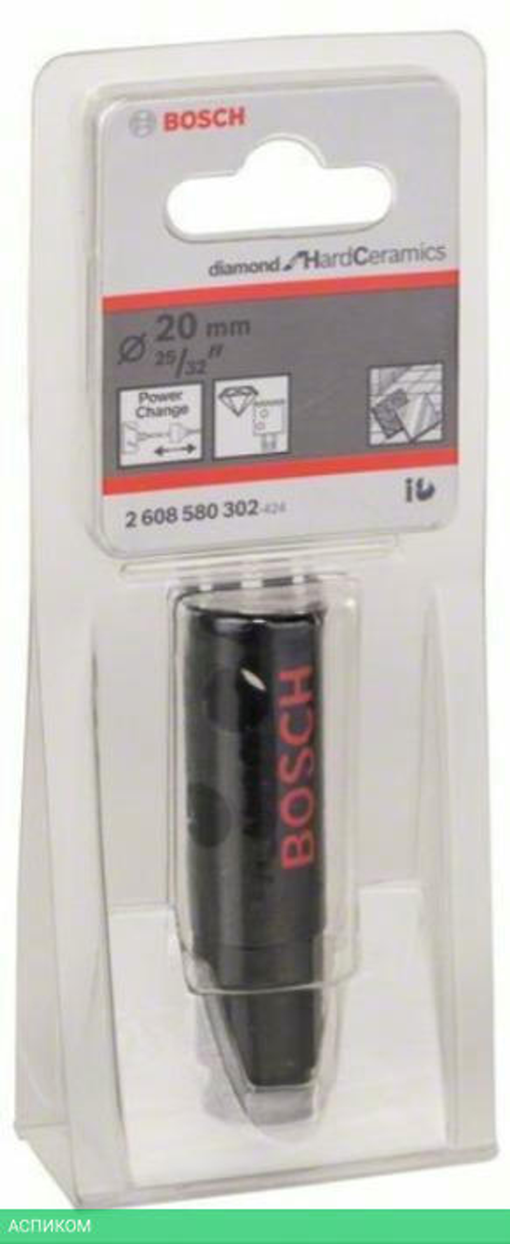 Алмазная коронка Bosch Diamond for Hard Ceramics D 20 мм 2.608.580.302