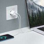 Сетевое зарядное устройство Deppa 11398, USB-C + USB-A, PD 3.0, QC 3.0, GaN, 20 Вт, белый