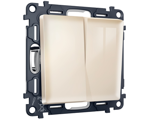 MA303020 Комплект механизма 2-кл проходного выключателя ALFA Бежевый глянец QUANT (AP3030, VM120)