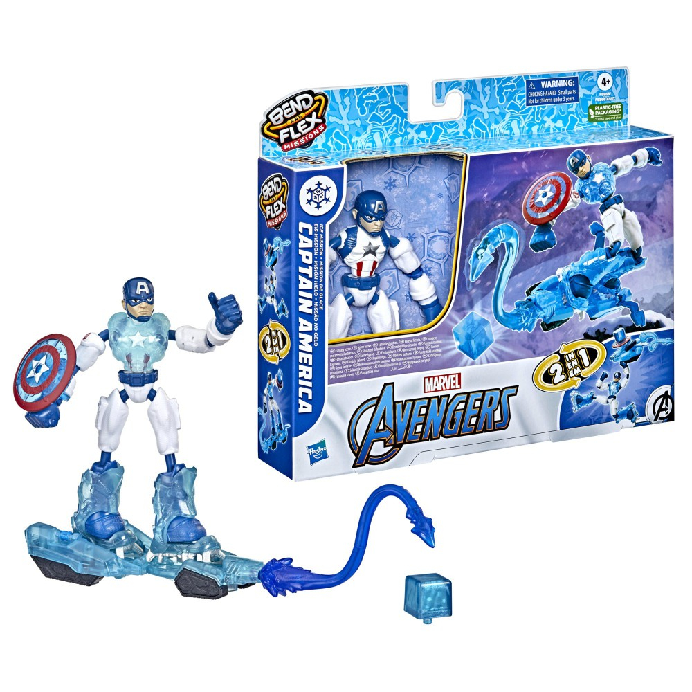 Hasbro F5866 F5868 — Гибкая фигурка Капитана Америки Bend and Flex 15 см Ice Mission Мстители F5868 — фото 1