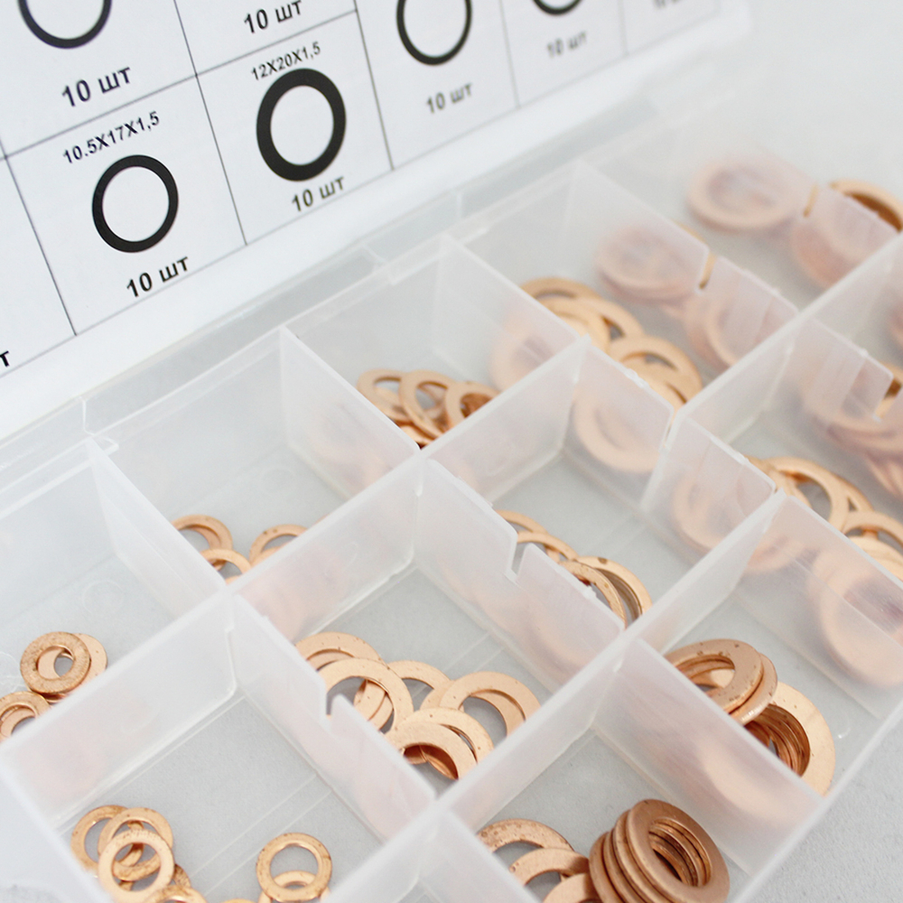 WDK-214067 Набор медных шайб, 15 типоразмера, 150 шт.