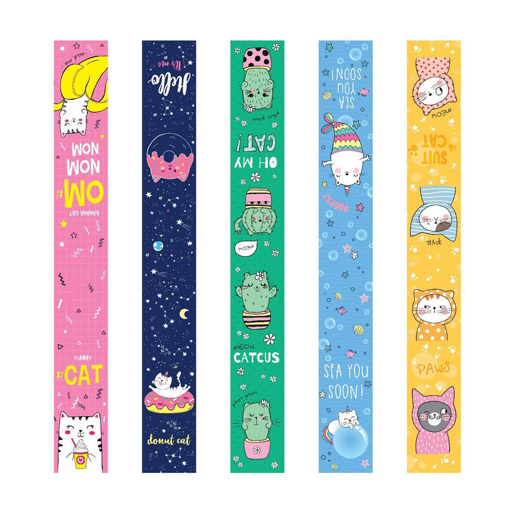 Закладка - магнит для книг 25*195мм. блестки "Candy cat" (Спейс)