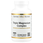 California Gold Nutrition, комплекс с тремя видами магния, малат, цитрат и хелатный бисглицинат, 120 растительных капсул (105 мг в 1 капсуле)