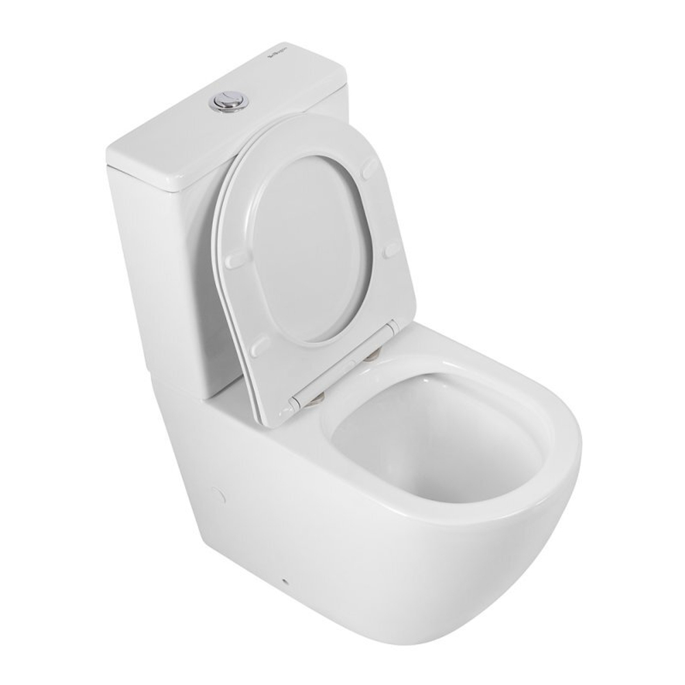 Унитаз-компакт безободковый BelBagno Sfera-R BB2141CPR/SC с крышкой-сиденьем микролифт, белый