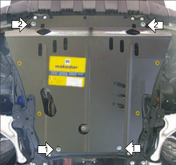 Защита картера двигателя, КПП (2 мм, сталь) для Honda Pilot 2008-2015, Acura MDX 2006-2009 Motodor.00823