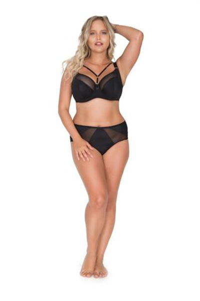 Бюстгальтер plus size с декоративными бретелями (Размер: 110D) (Цвет: черный)