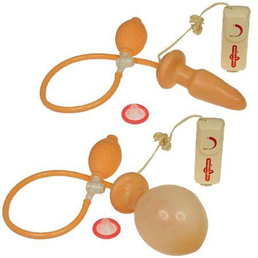 Анальная пробка-вибратор с выносным пультом управления вибрацией - 12 см. (Цвет: телесный)