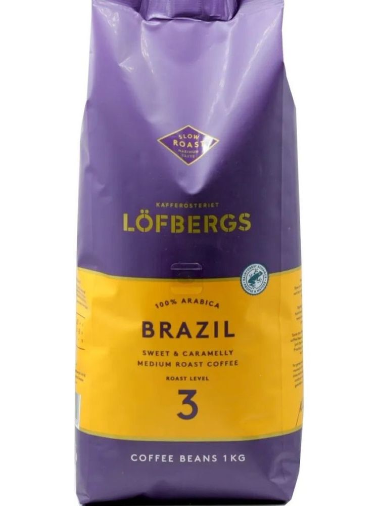 Кофе в зернах Lofbergs Brasil 1 кг, 2 шт