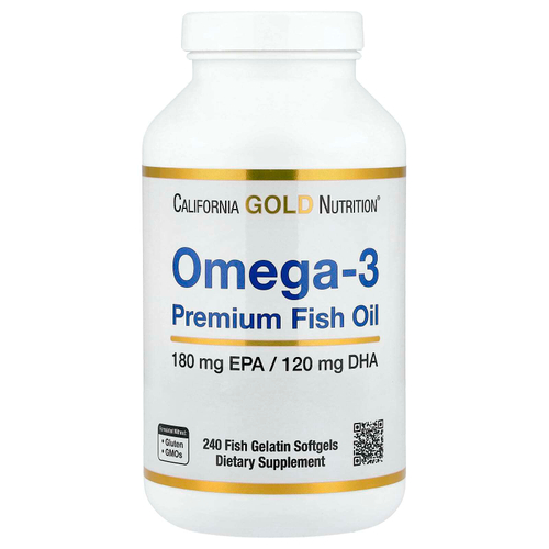 California Gold Nutrition, омега-3, рыбий жир премиального качества, 240 капсул из рыбьего желатина