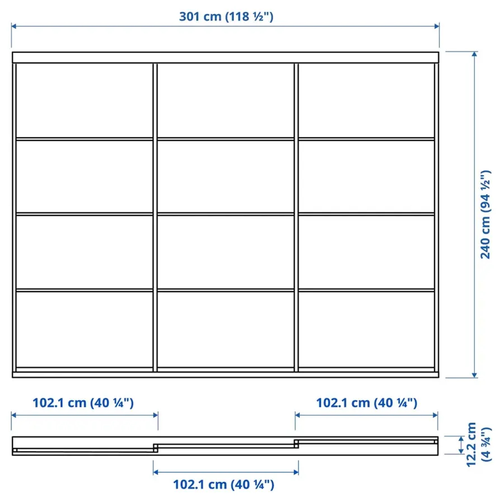 Пара рам раздвижных дверей - SKYTTA/ HOKKSUND IKEA/ СКЮТТА/ ХОККСУНД ИКЕА, 301х240 см, белый