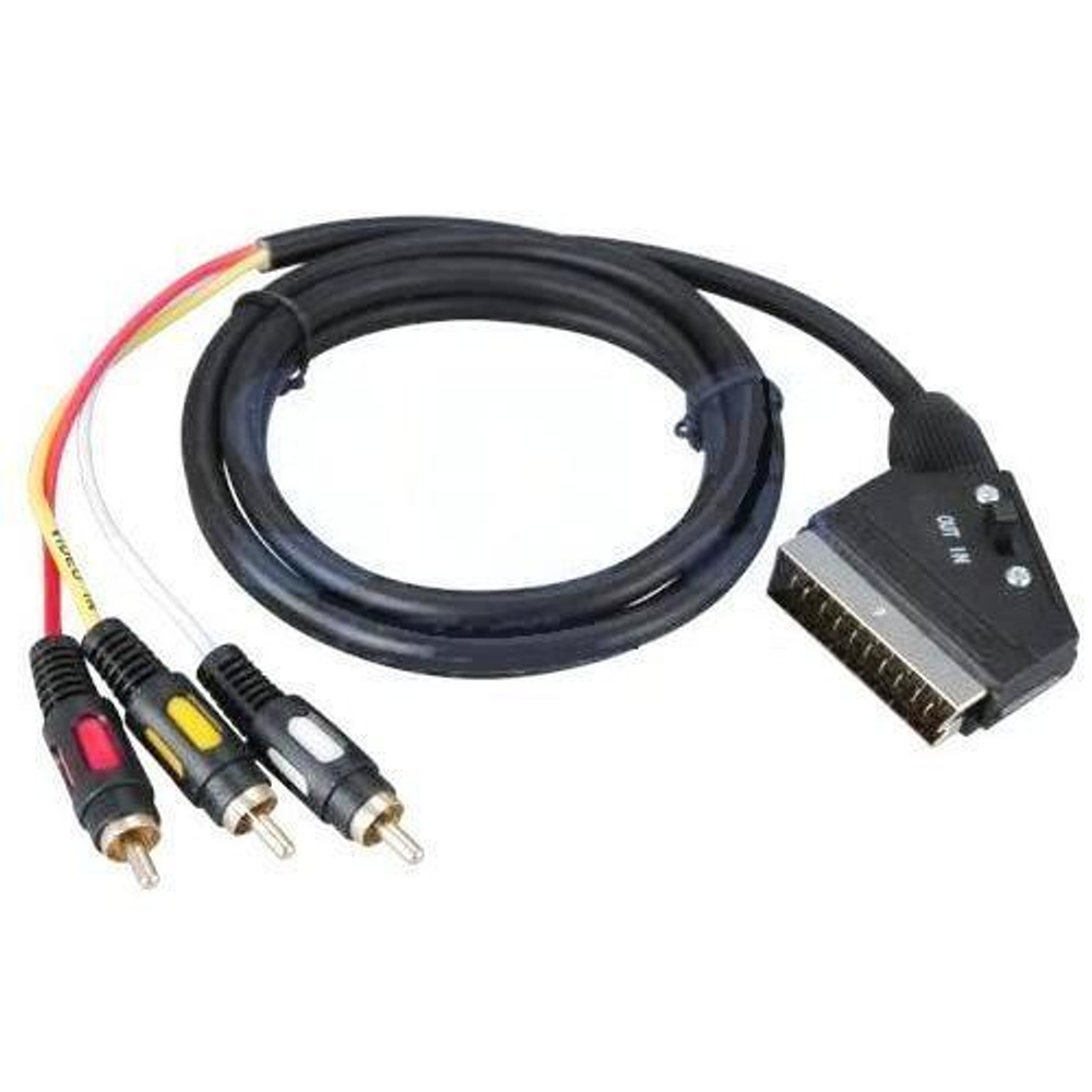 шнур Сигнал  Скарт -3RCA  1,5 м с переключателем