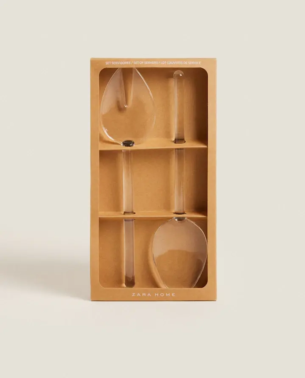 ZARA HOME СЕРВИРОВОЧНЫЙ НАБОР ДЛЯ САЛАТА ИЗ БОРОСИЛИКАТНОГО СТЕКЛА (НАБОР ИЗ 2 ПРЕДМЕТОВ), ПРОЗРАЧНЫЙ