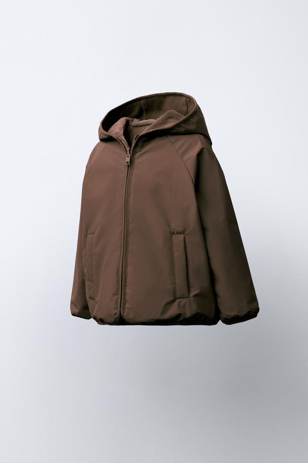 ZARA ДВУСТОРОННЯЯ КУРТКА ИЗ ПОЛАРФЛИСА, КОРИЧНЕВЫЙ