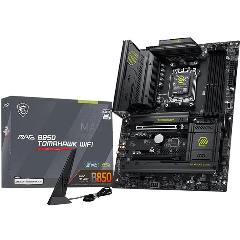 Материнская плата MSI MAG B850 TOMAHAWK WIFI (AM5/AMD B850/4xDDR5/3xPCI-Ex16/4xM.2/SB7.1/Wi-Fi/BT/GLAN/HDMI/ATX)