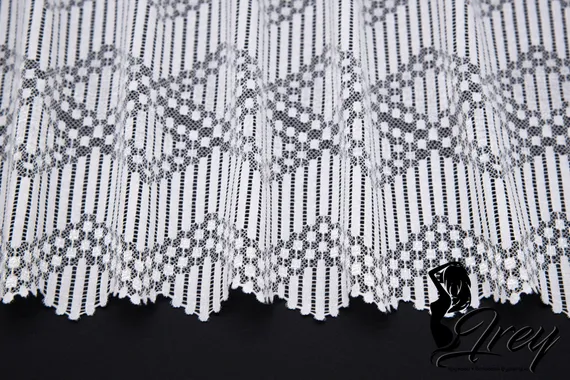 1367 Кружево эластичное 20 см, Италия, геометрия, белый