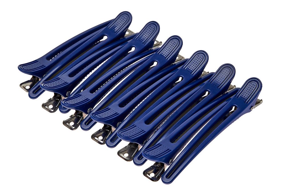 Зажимы для волос Harizma алюминий/пластик, синие, 10см (h10898-24)