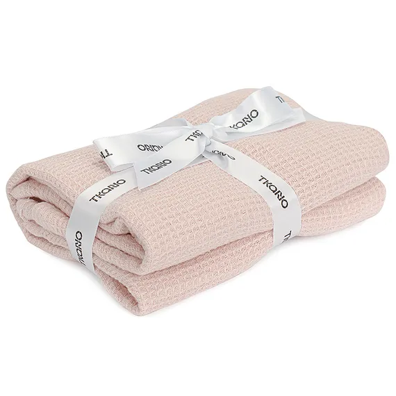 Набор из двух вафельных полотенец изо льна цвета пыльной розы из коллекции essential, 50х70 см