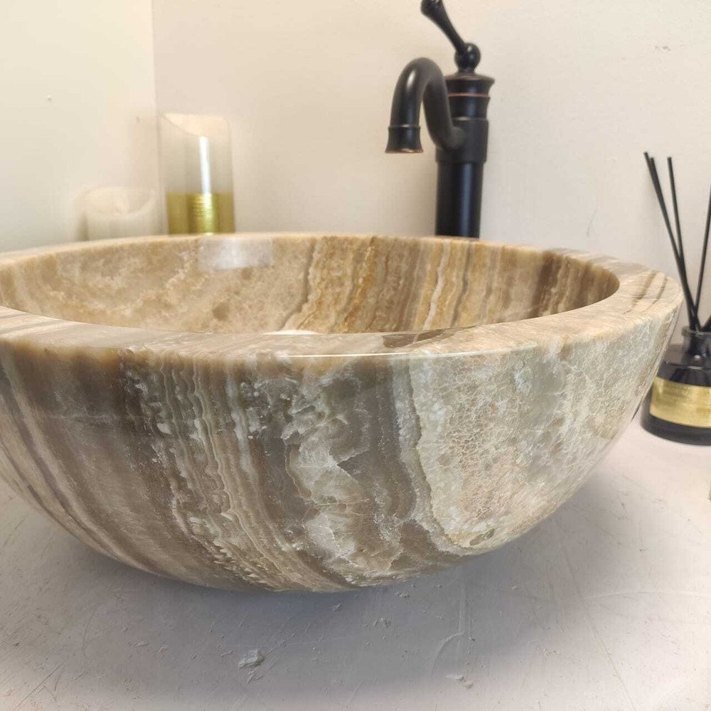 Раковина из оникса Bowl Grey Medium BO-60653 3cm 45*45*17