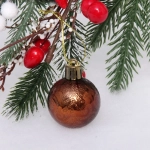 Новогодние шары 4 см (набор 6 шт) «Микс фактур», шоколад