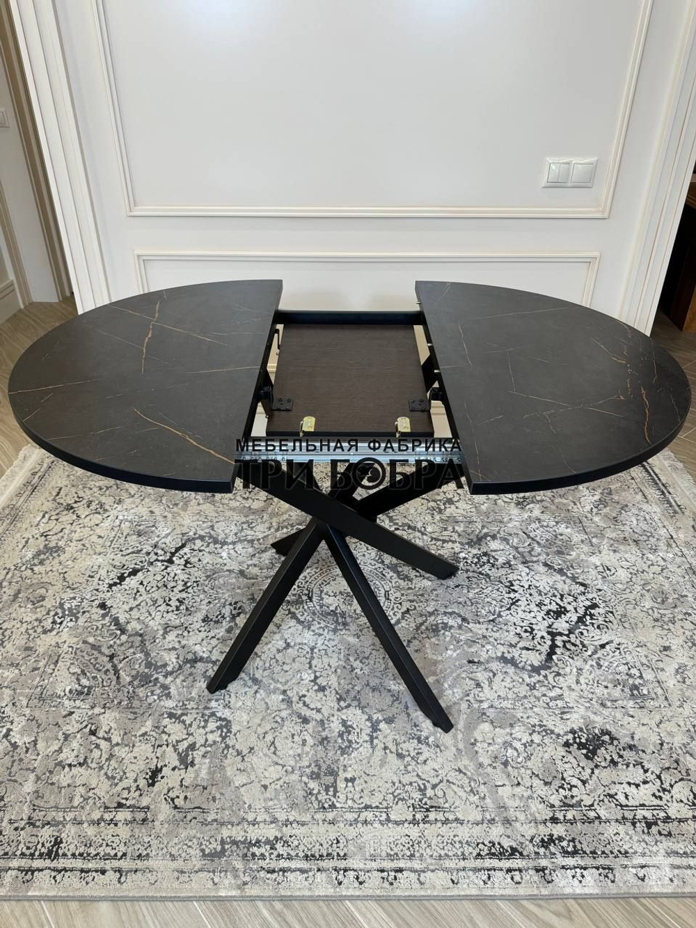Стол круглый раздвижной "Лофт", черный каспий