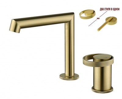 19114-S Смеситель на борт раковины (2-отв,Мат. Золото)  GANZER (10/1шт)