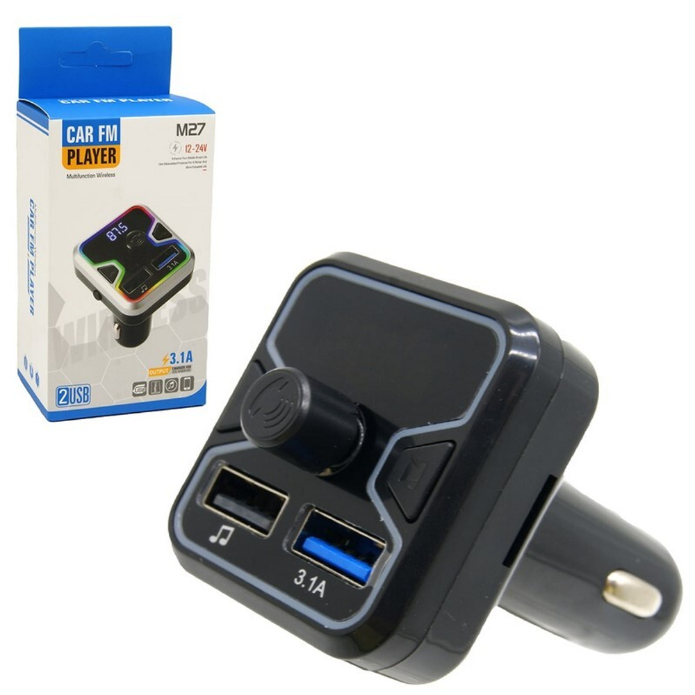 Автомобильный FM-трансмиттер M27 Bluetooth (черный)