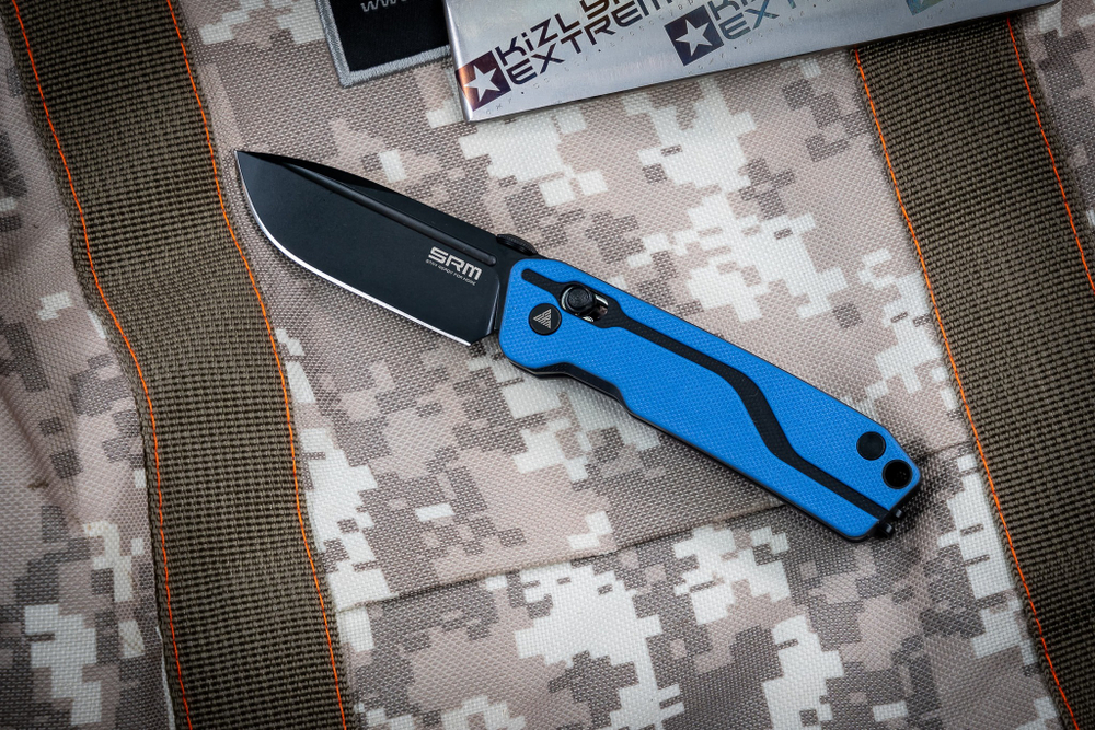 Складной нож SRM Rubik сталь D2 рукоять Blue/Black G10 (7228-GI)