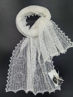 Оренбургский пуховый палантин П3-15050-01 белый отбеленный