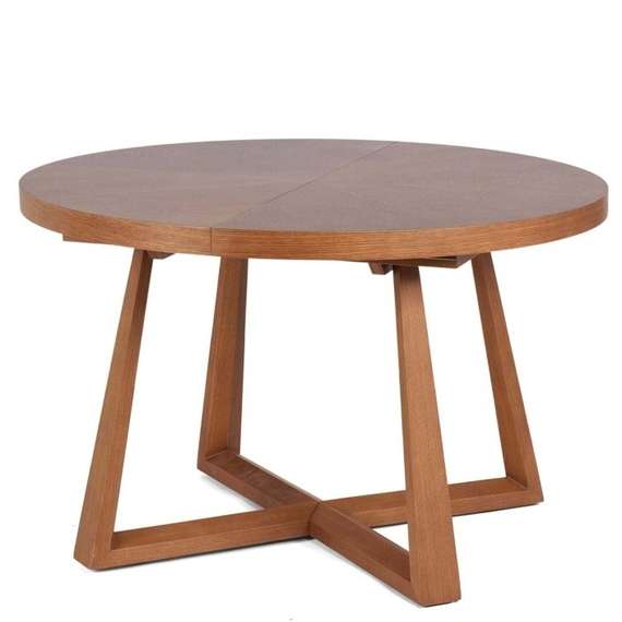 Раздвижной обеденный стол Brave Ø120-160 см, шпон дуба темный