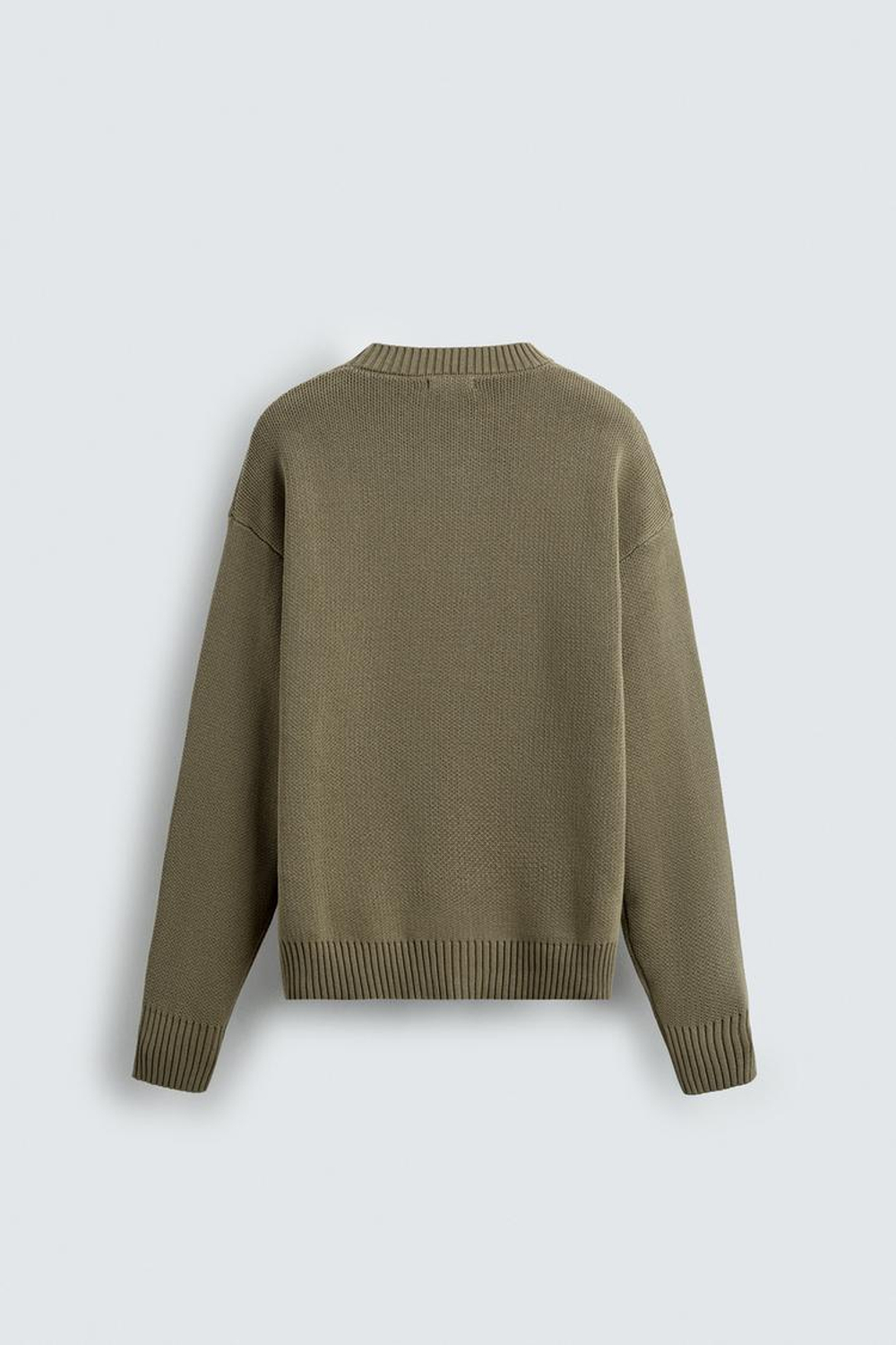 ZARA СВИТЕР ИЗ ХЛОПКА С РЕЛЬЕФНОЙ ТКАНЬЮ, СВЕТЛО-ЗЕЛЕНЫЙ