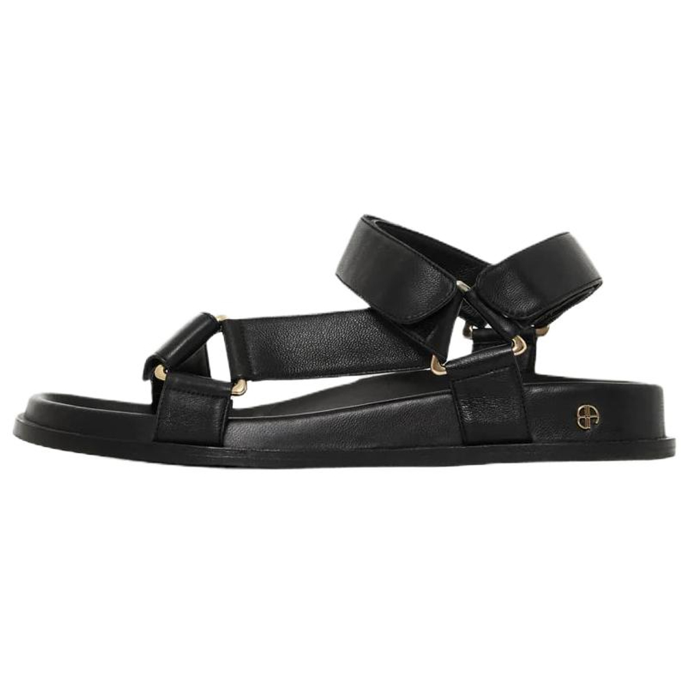 Anine Bing Jess Leather One Strap Sandals Women"s Black