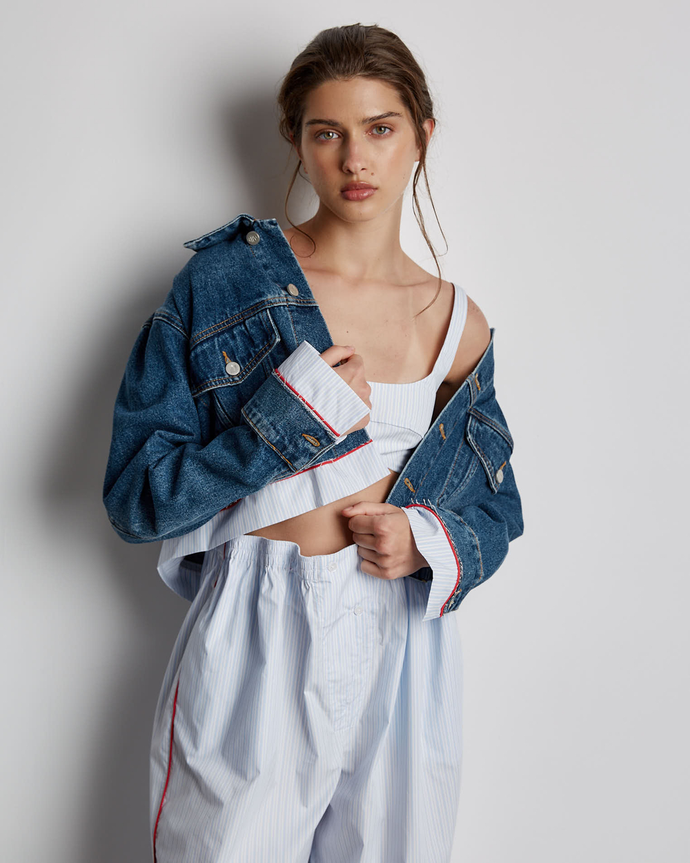 Джинсовая куртка с деталью из хлопка синий