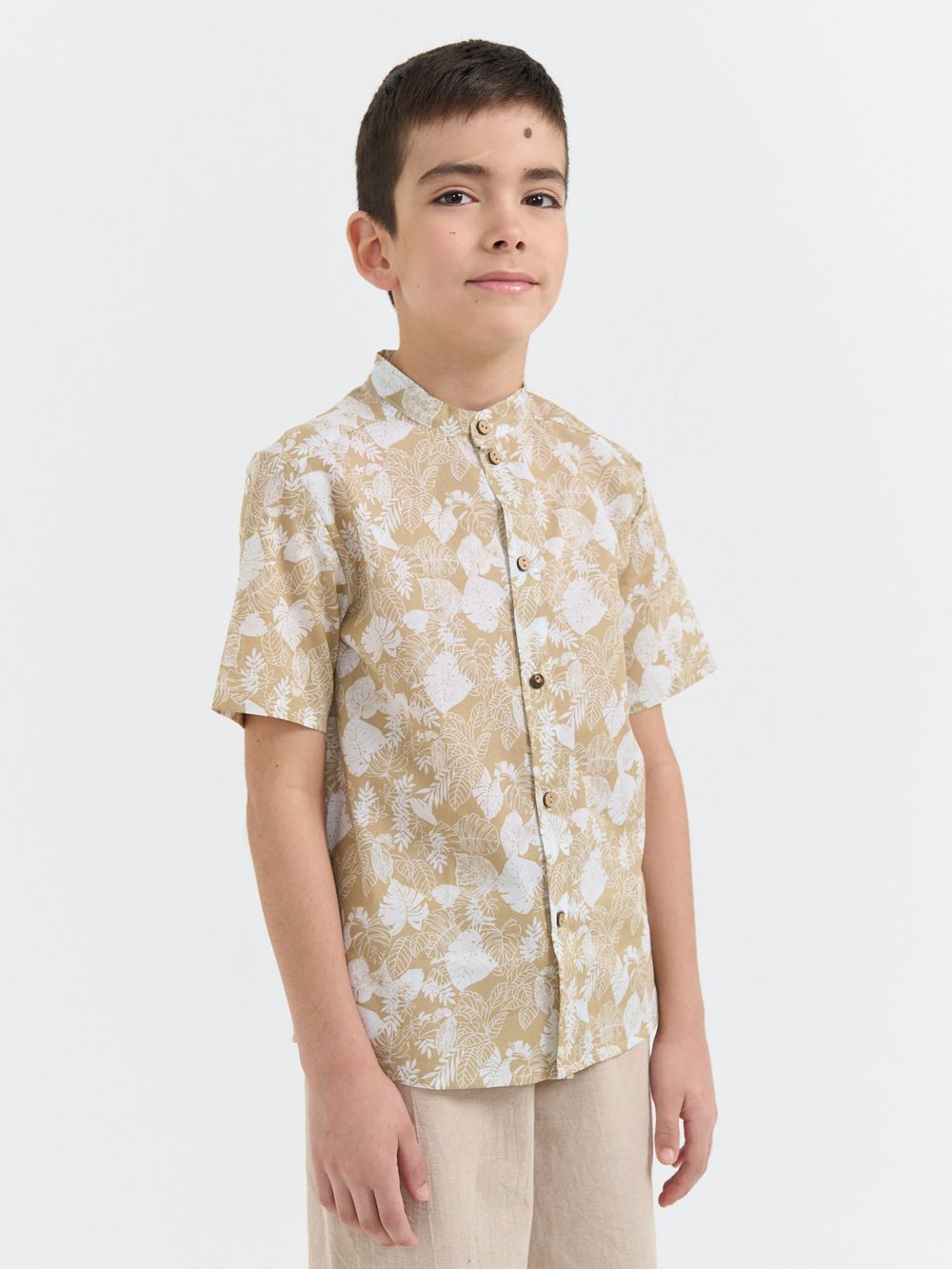 Рубашка хлопковая "Тропики" с коротким рукавом 7+