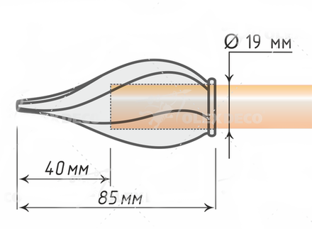 Наконечники "Твистер" для труб кованых карнизов d19 мм, цвет хром матовый