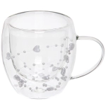 Кружка стеклянная с двойными стенками 250мл «Хай-Тек» белые сердечки