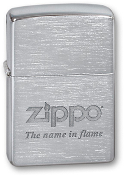 Зажигалка ZIPPO Classic Brushed Chrome™ логотип Zippo с девизом компании на фронтальной поверхности ZP-200 Name in flame