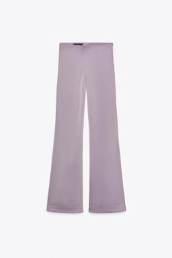 ZARA АТЛАСНЫЕ БРЮКИ С ВЫСОКОЙ ПОСАДКОЙ, СЕРО-КОРИЧНЕВЫЙ