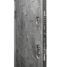 Входная дверь в квартиру с зеркалом Сударь Дива (DIVA) МД-51 Бетон темный / зеркало М15 Шампань софт (слоновая кость, без текстуры)