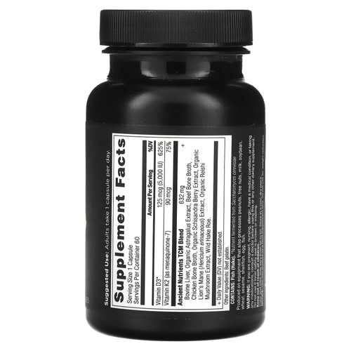 Ancient Nutrition, Витамин D, 125 мкг (5000 МЕ), 60 капсул